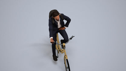 3D people model man business cycling, scanned human for 3ds Max rendering, back view render