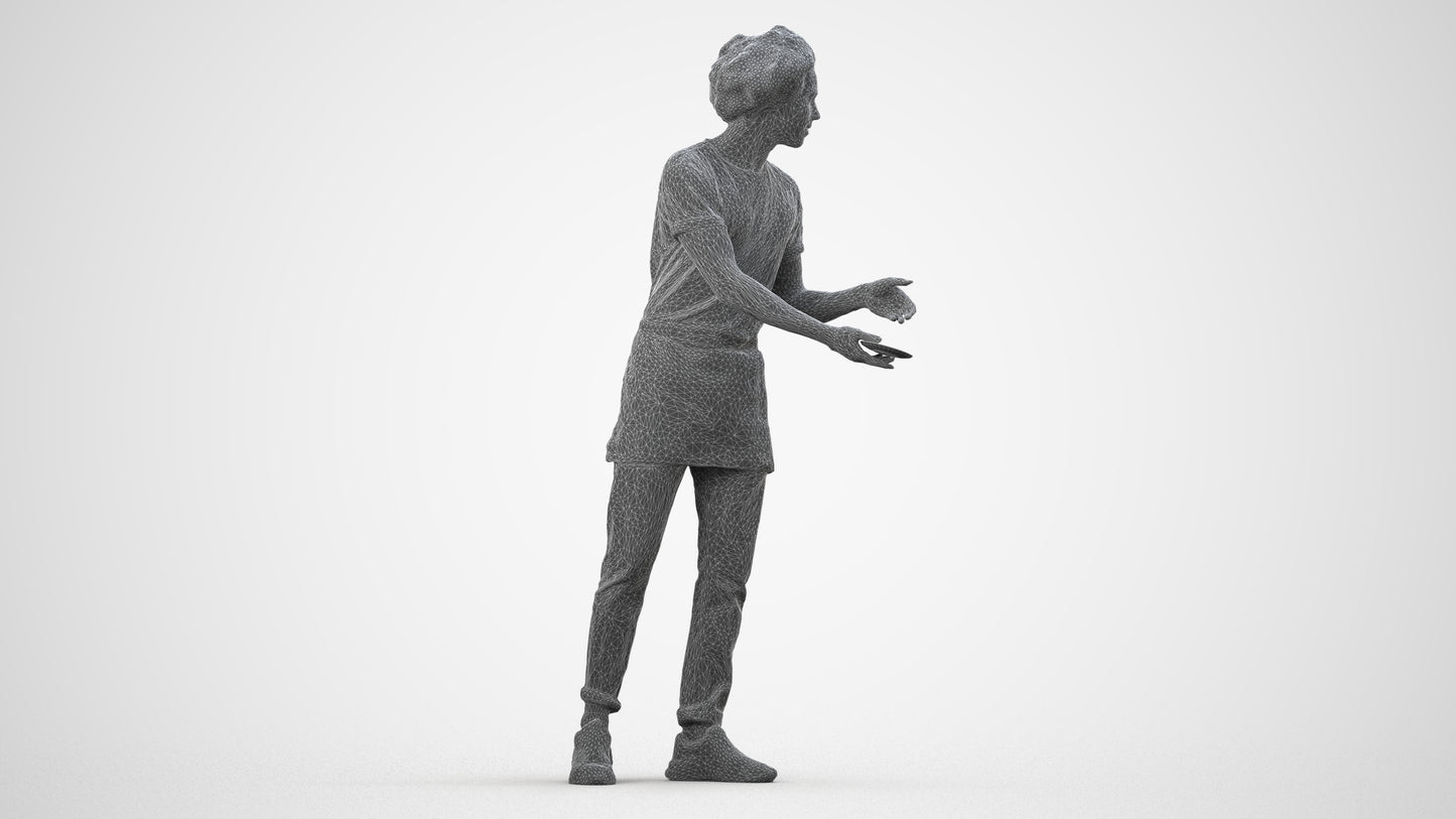 realistic 3D human man standing, archviz people FBX OBJ for Blender, wireframe side view