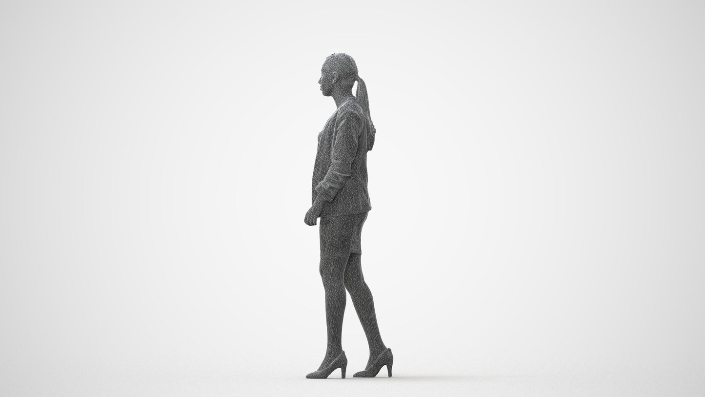 photogrammetry 3D woman business walking, realistic human model archviz FBX, square thumbnail