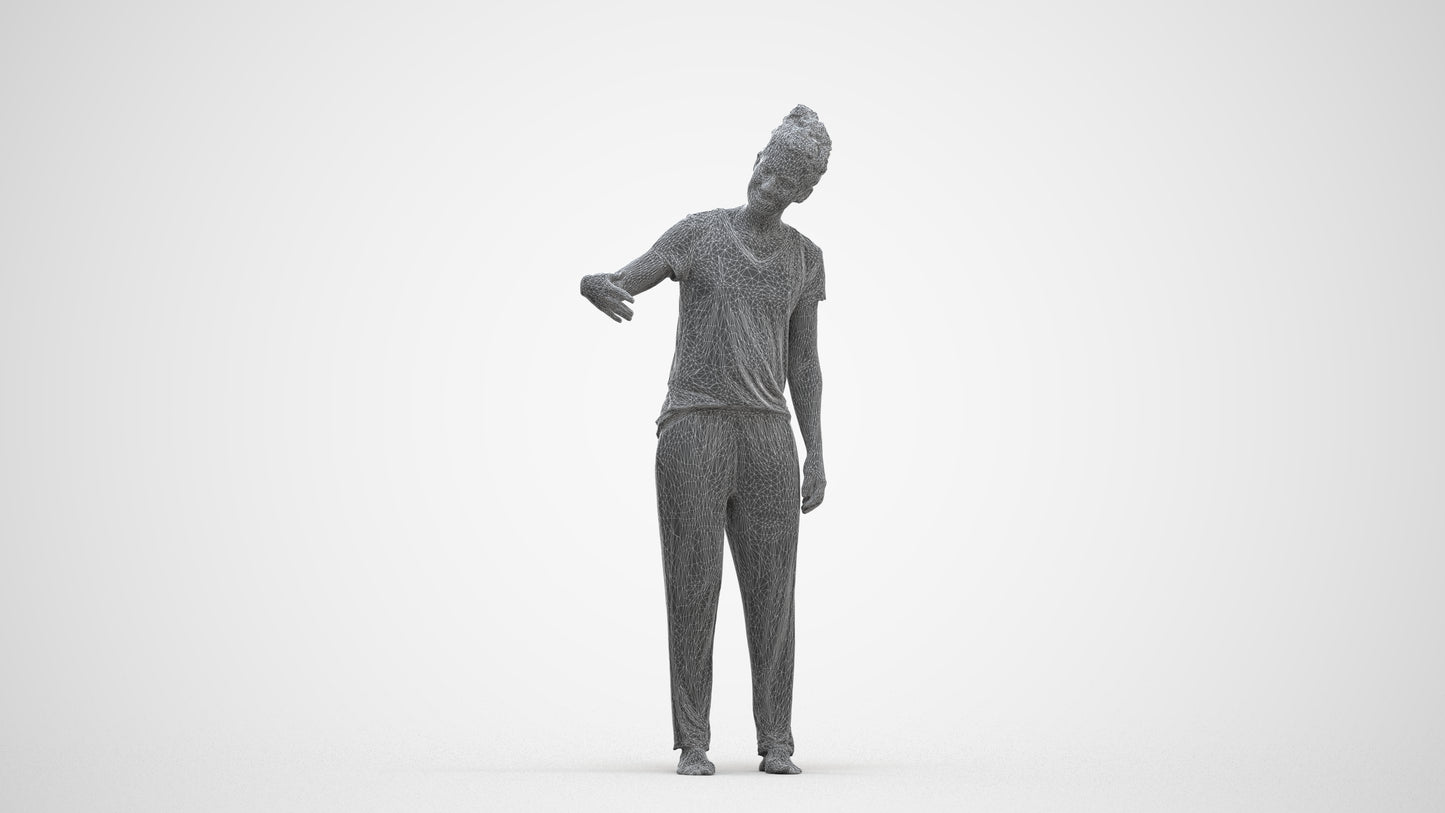 photogrammetry 3D woman bathroom, realistic human model archviz FBX, three-quarter front view render