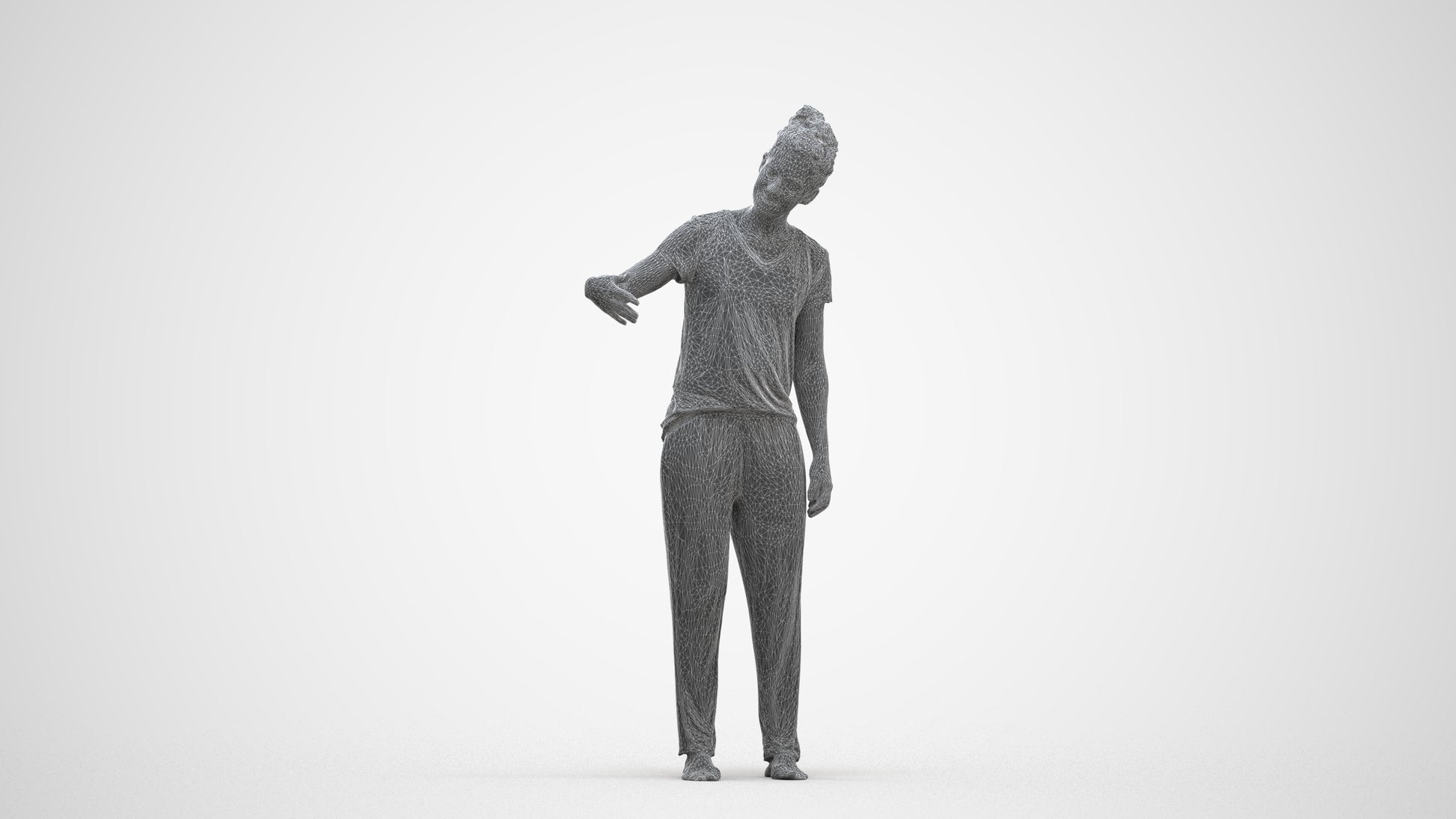 photogrammetry 3D woman bathroom, realistic human model archviz FBX, three-quarter front view render