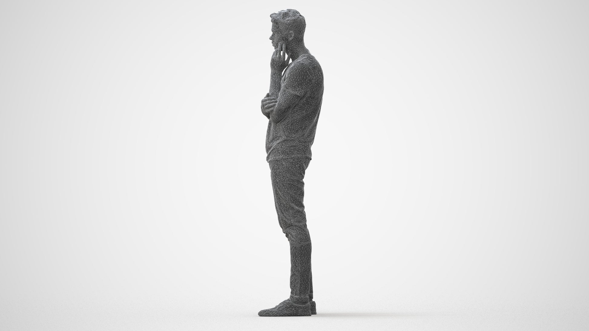 photogrammetry 3D man casual standing, realistic human model archviz FBX, square thumbnail