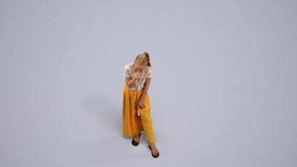 3D people model girl casual kids, scanned human for 3ds Max rendering, back view render
