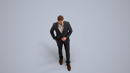 3D scanned man standing business, photorealistic archviz people for Enscape and SketchUp, back view render