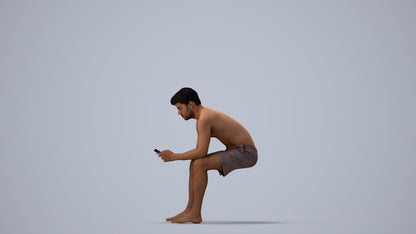 scanned 3D man pool, photogrammetry people for Enscape and V-Ray, three-quarter view render
