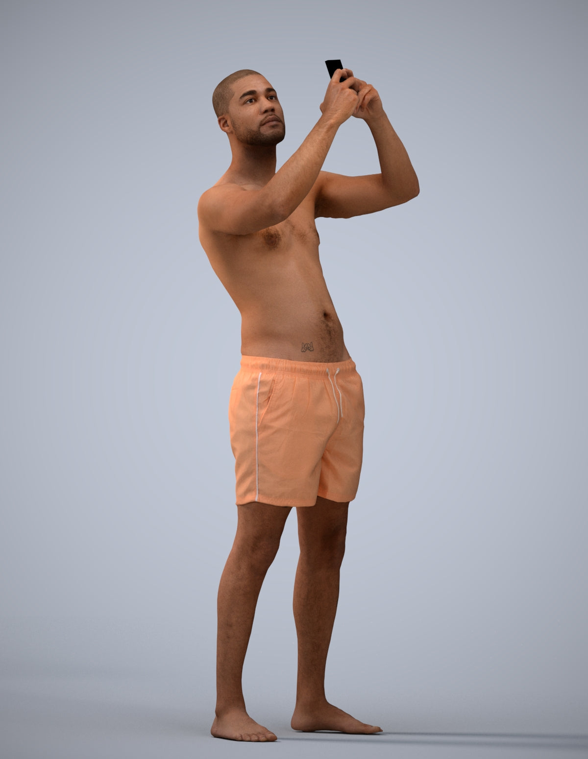 scanned 3D man pool, photogrammetry people for Enscape and V-Ray