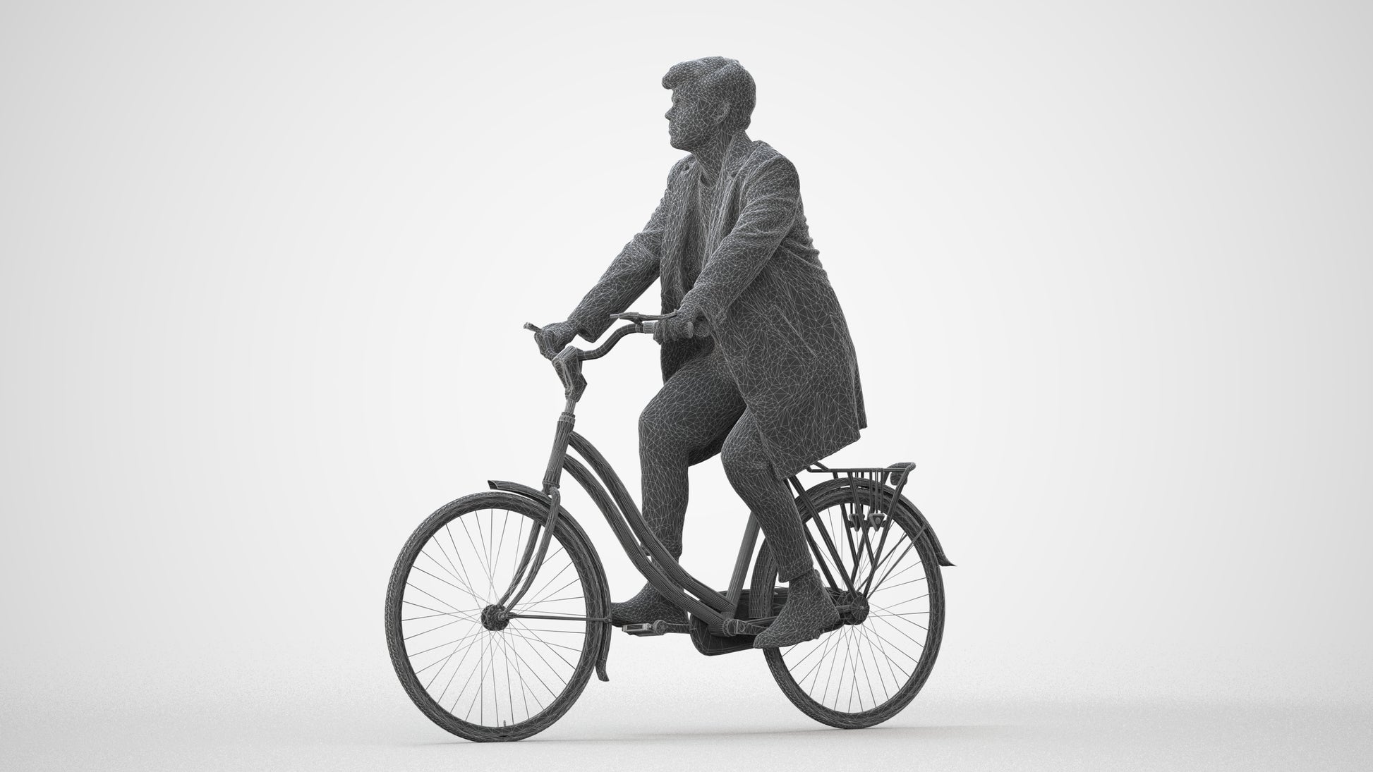 3D scanned man cycling business, photorealistic archviz people for Enscape and SketchUp, square thumbnail