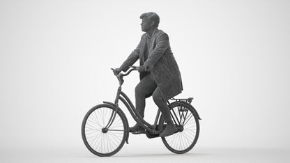 3D scanned man cycling business, photorealistic archviz people for Enscape and SketchUp, square thumbnail