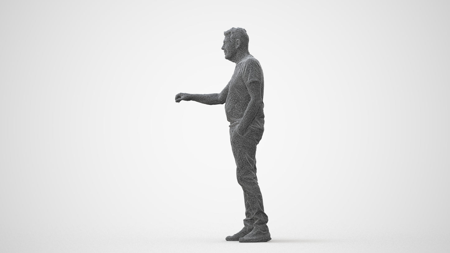 realistic 3D human senior man casual door, archviz people FBX OBJ for Blender, square thumbnail