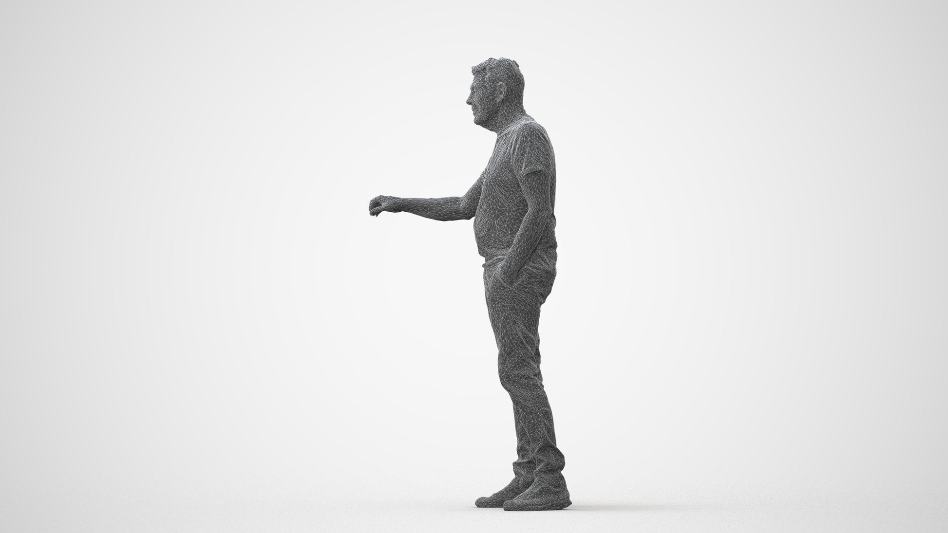 realistic 3D human senior man casual door, archviz people FBX OBJ for Blender, square thumbnail