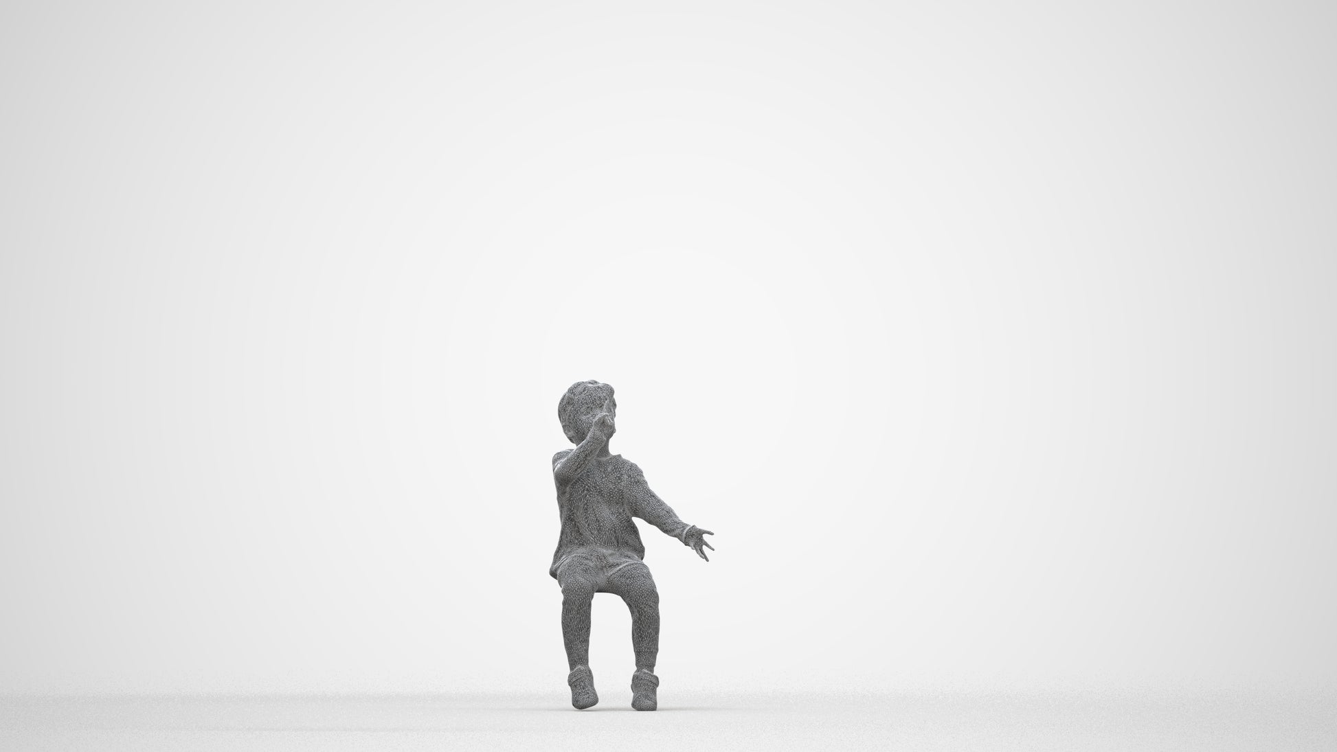 scanned 3D boy casual kids, photogrammetry people for Enscape and V-Ray, wireframe back view
