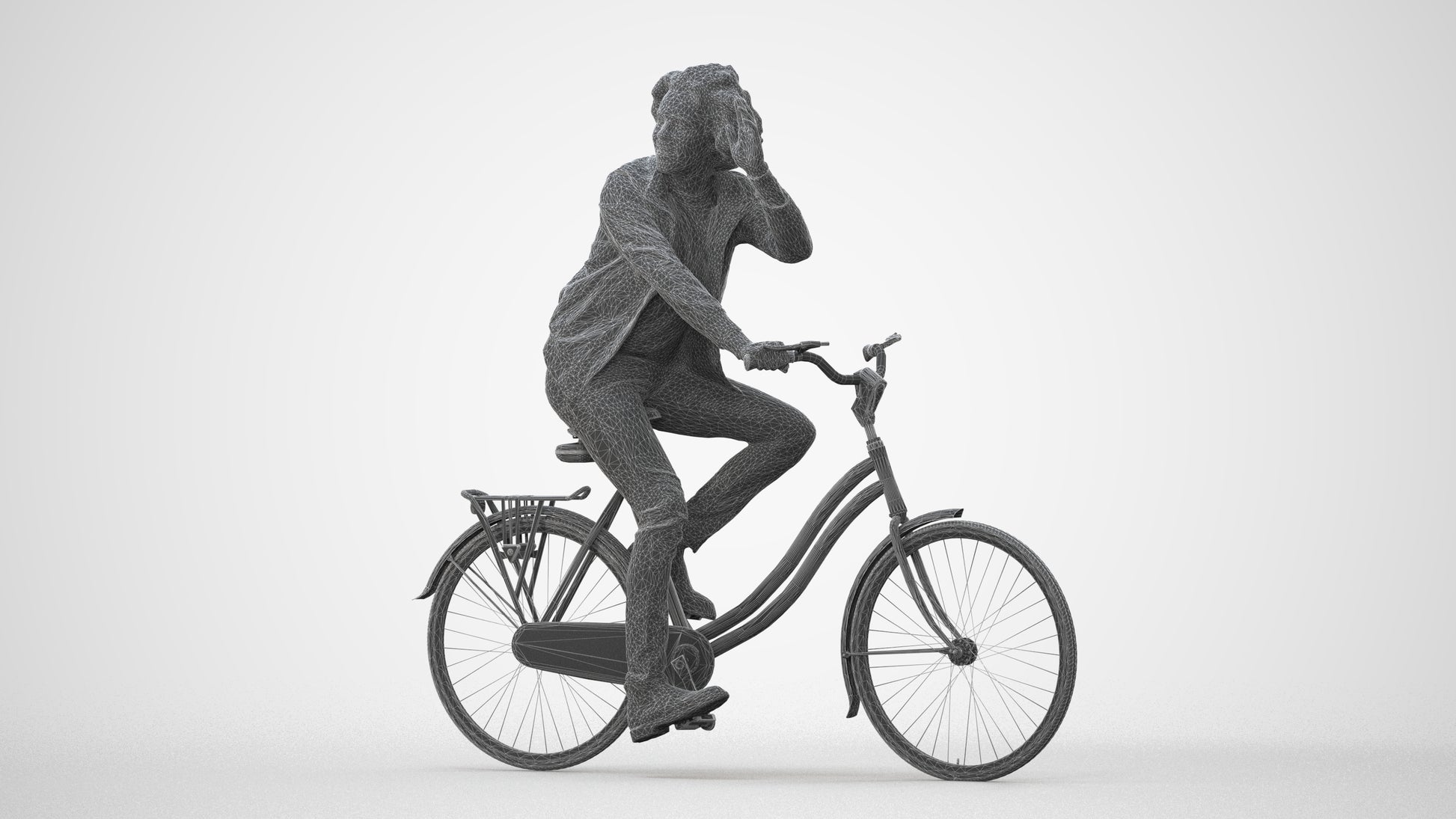 3D people model man casual cycling, scanned human for 3ds Max rendering, square thumbnail