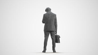 photogrammetry 3D man business standing, realistic human model archviz FBX, wireframe front view