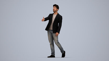 realistic 3D man casual business, scanned archviz people for Blender and 3ds Max, top-down view render