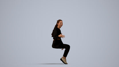 3D people model woman sport sitting, scanned human for 3ds Max rendering, side view render