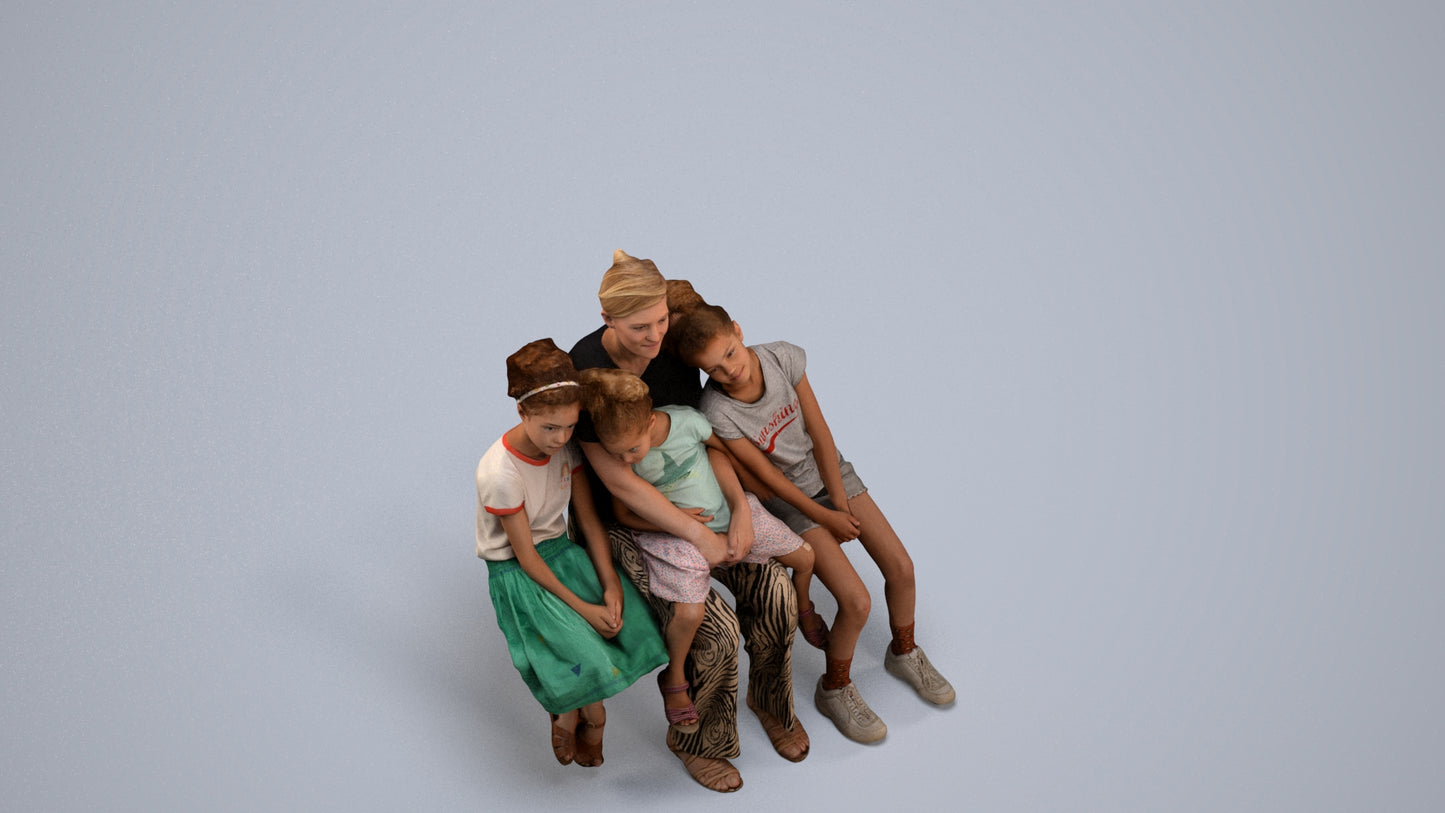 3D scanned girl kids casual, photorealistic archviz people for Enscape and SketchUp, back view render