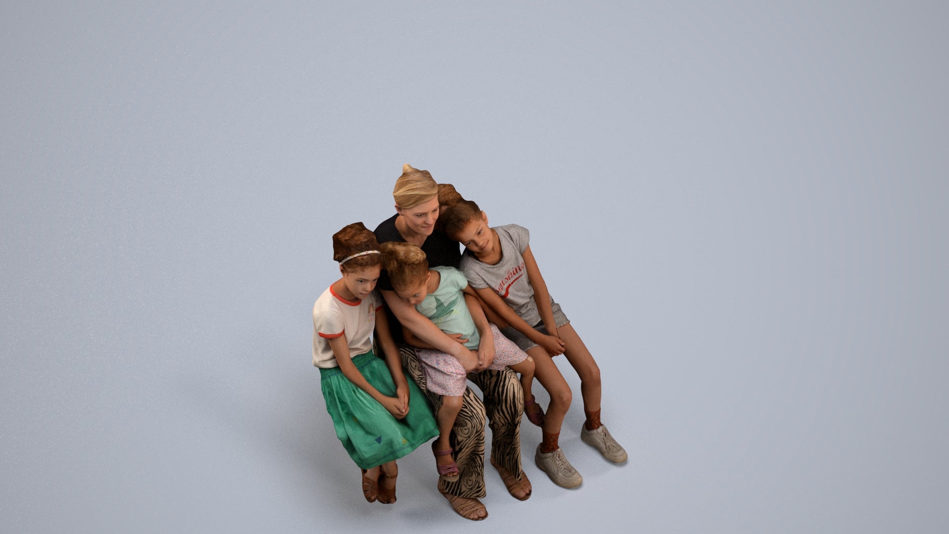 3D scanned girl kids casual, photorealistic archviz people for Enscape and SketchUp, back view render