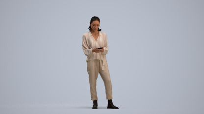 realistic 3D woman casual standing, scanned archviz people for Blender and 3ds Max, standing pose render