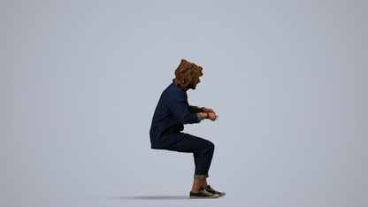 realistic 3D man casual sitting, scanned archviz people for Blender and 3ds Max, side view render
