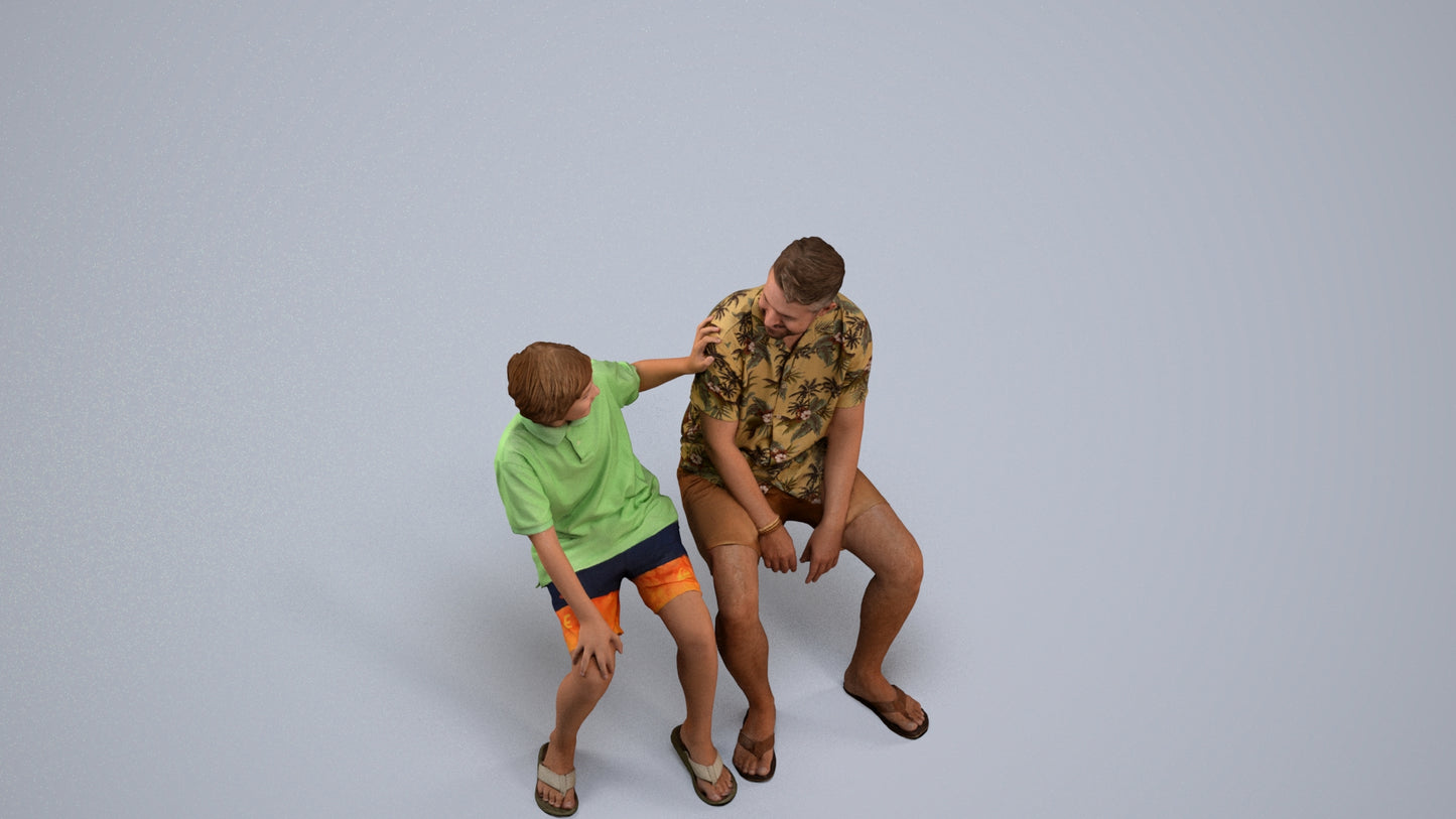 photogrammetry 3D boy kids, realistic human model archviz FBX, back view render