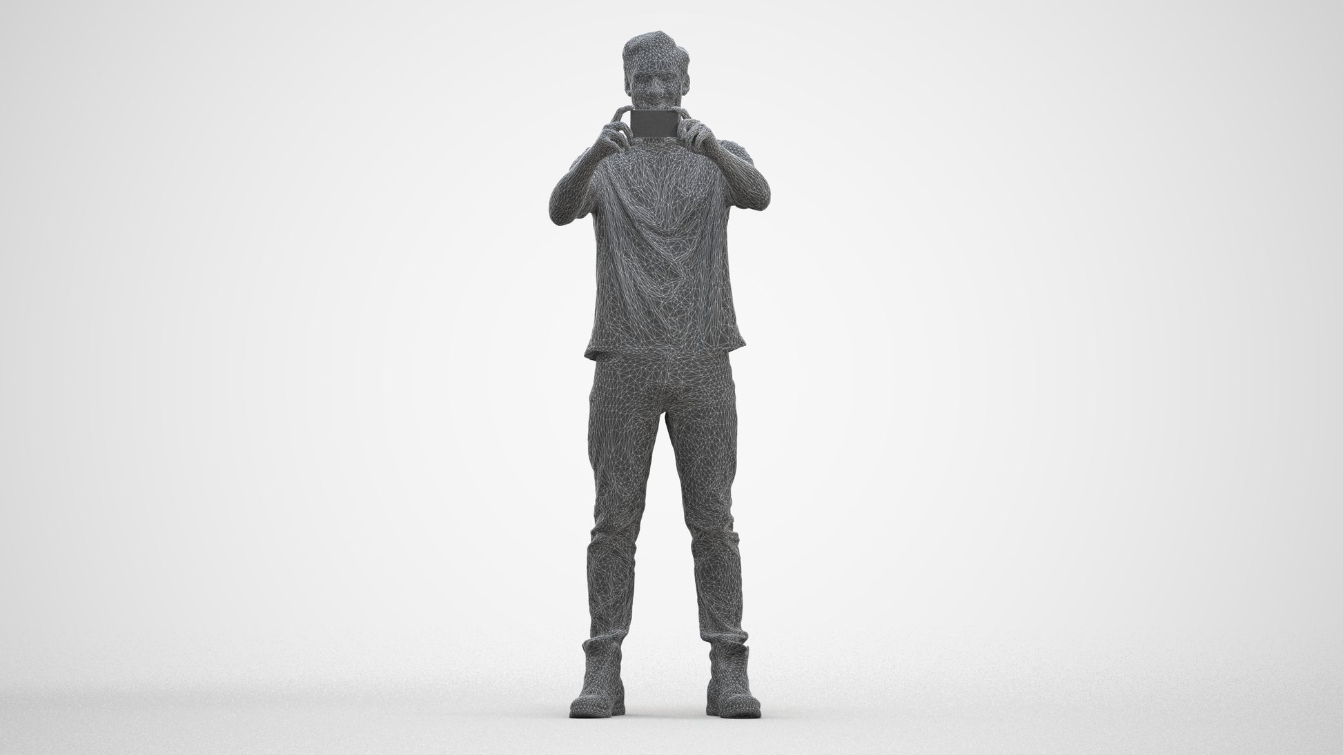 3D scanned man standing casual, photorealistic archviz people for Enscape and SketchUp, three-quarter front view render