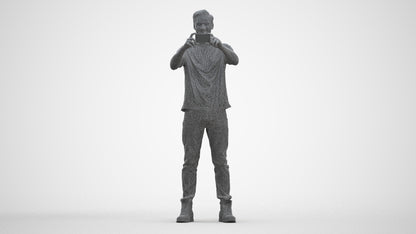 3D scanned man standing casual, photorealistic archviz people for Enscape and SketchUp, three-quarter front view render