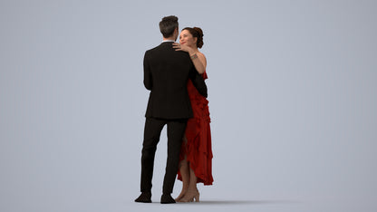 scanned 3D woman formal dancing, photogrammetry people for Enscape and V-Ray, three-quarter view render
