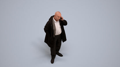 realistic 3D people senior man business standing, render-ready for V-Ray and Corona, FBX OBJ, back view render