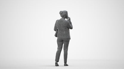 3D people model woman casual walking, scanned human for 3ds Max rendering, wireframe side view
