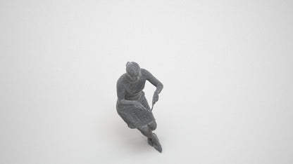 scanned 3D woman casual sitting, photogrammetry people for Enscape and V-Ray, wireframe three-quarter view
