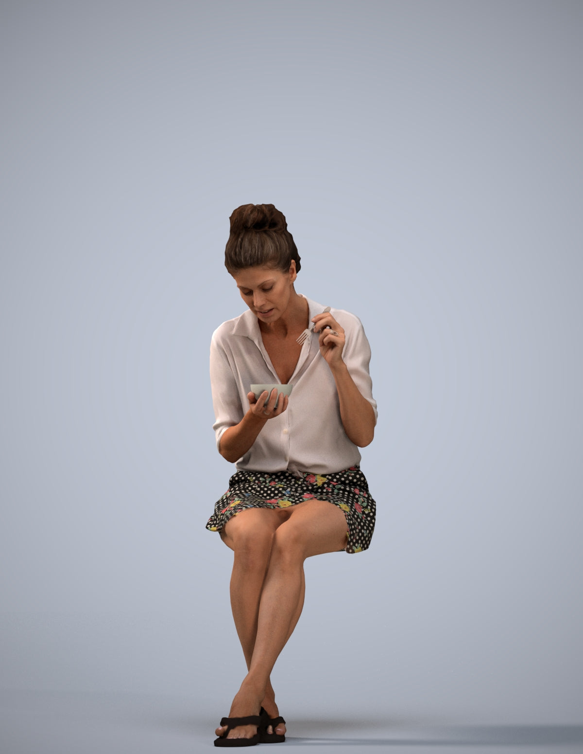 3D people model woman casual sitting, scanned human for 3ds Max rendering