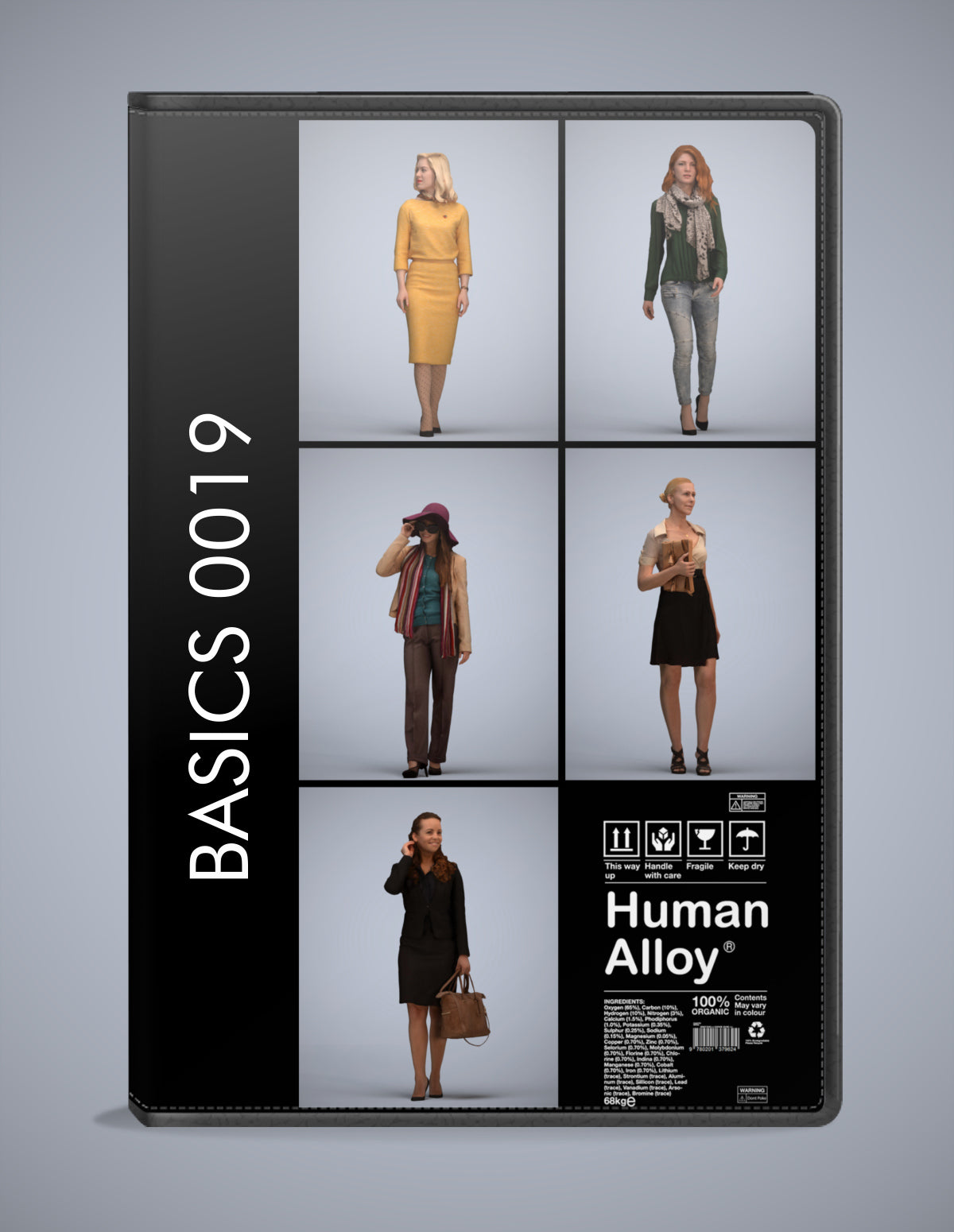 realistic 3D people standing set, 5 render-ready models for V-Ray and Corona