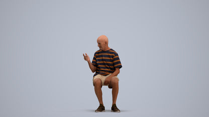 3D scanned senior man sitting casual, photorealistic archviz people for Enscape and SketchUp, standing pose render