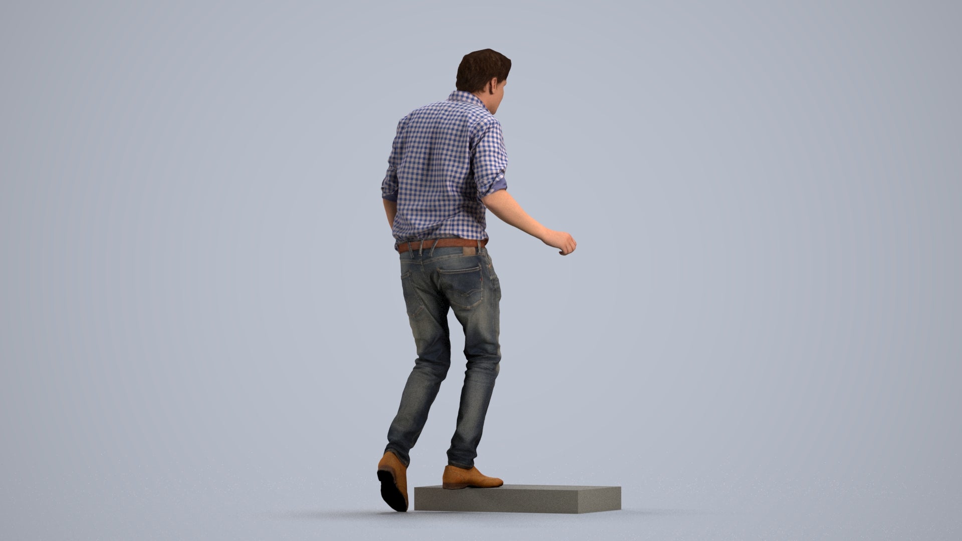 realistic 3D human man casual standing, archviz people FBX OBJ for Blender, front view render