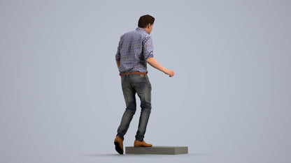 realistic 3D human man casual standing, archviz people FBX OBJ for Blender, front view render