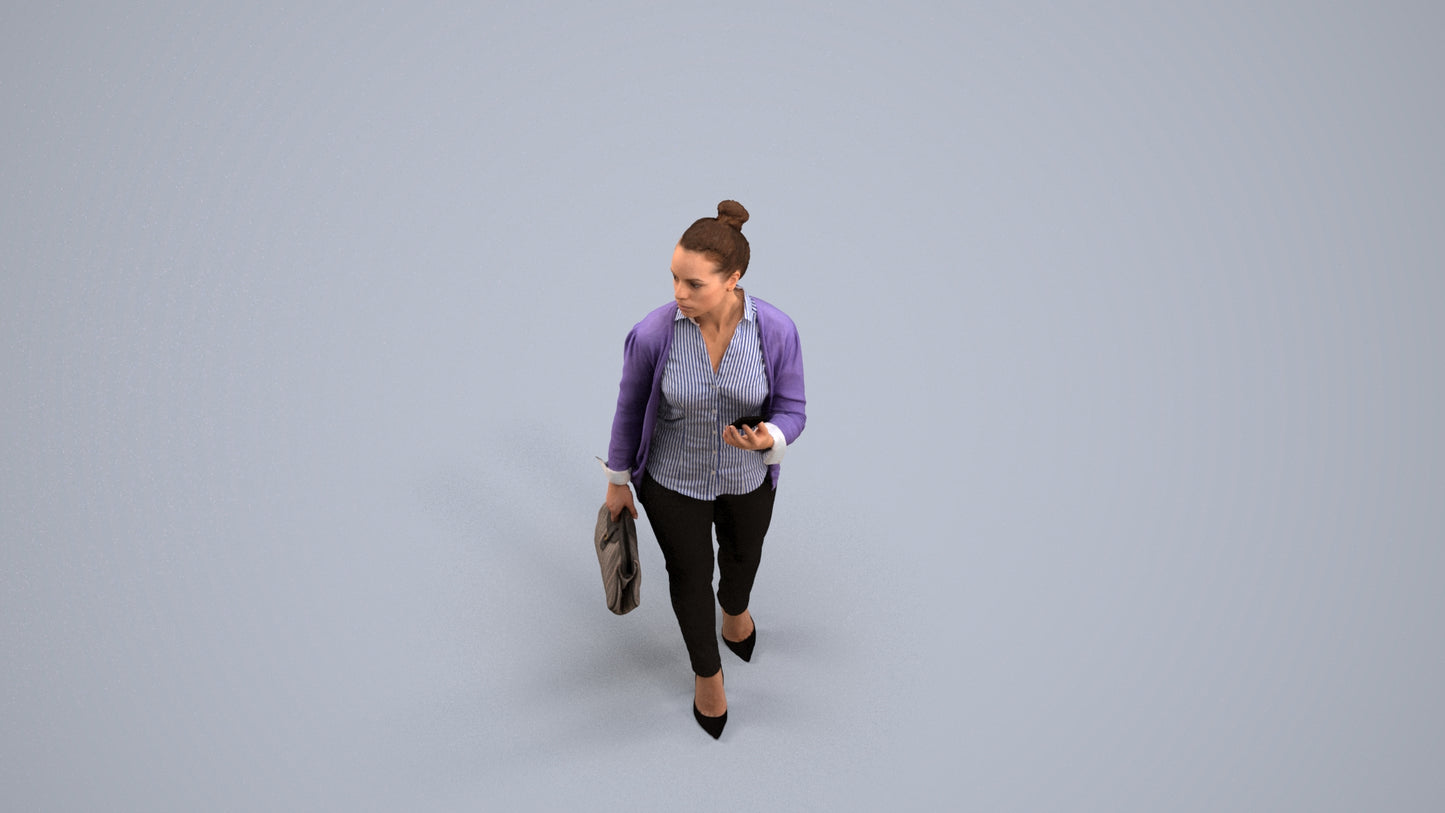 realistic 3D people woman business walking, render-ready for V-Ray and Corona, FBX OBJ, back view render