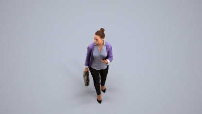 realistic 3D people woman business walking, render-ready for V-Ray and Corona, FBX OBJ, back view render