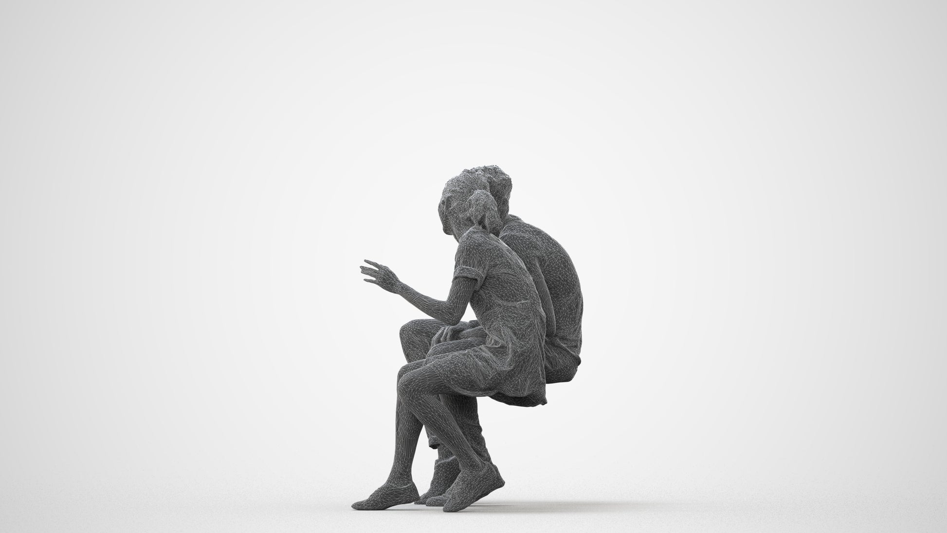 3D people model woman casual couple, scanned human for 3ds Max rendering, square thumbnail