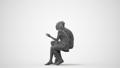 3D people model woman casual couple, scanned human for 3ds Max rendering, square thumbnail