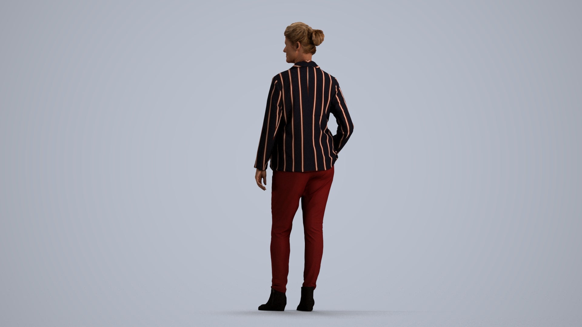 3D people model woman business standing, scanned human for 3ds Max rendering, front view render