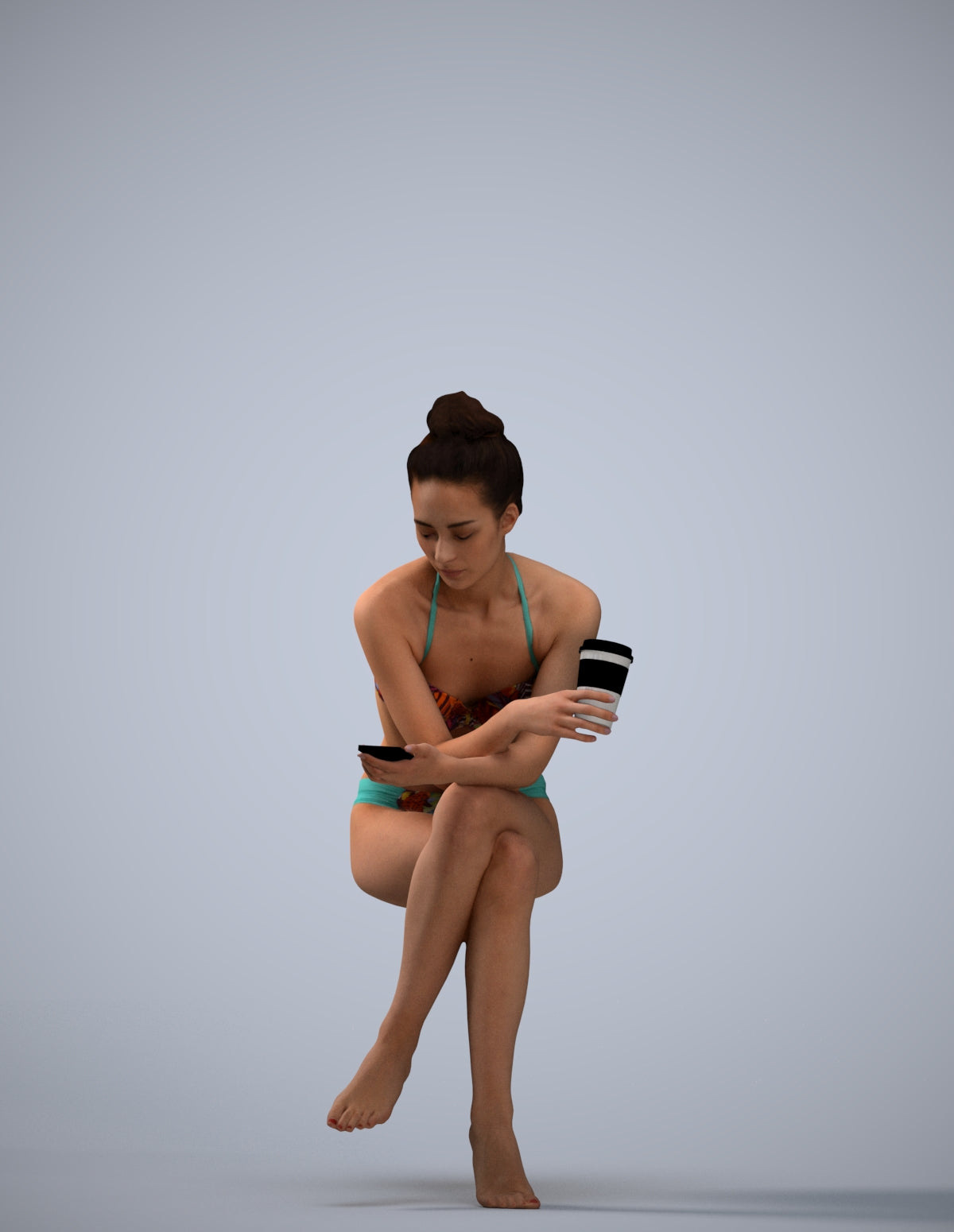 realistic 3D people woman pool, render-ready for V-Ray and Corona, FBX OBJ