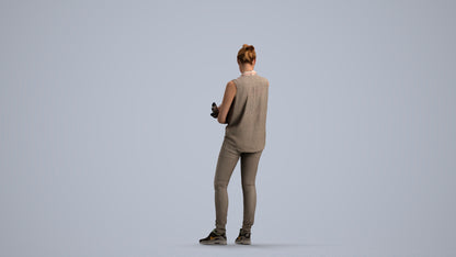 realistic 3D girl casual kids, scanned archviz people for Blender and 3ds Max, front view render