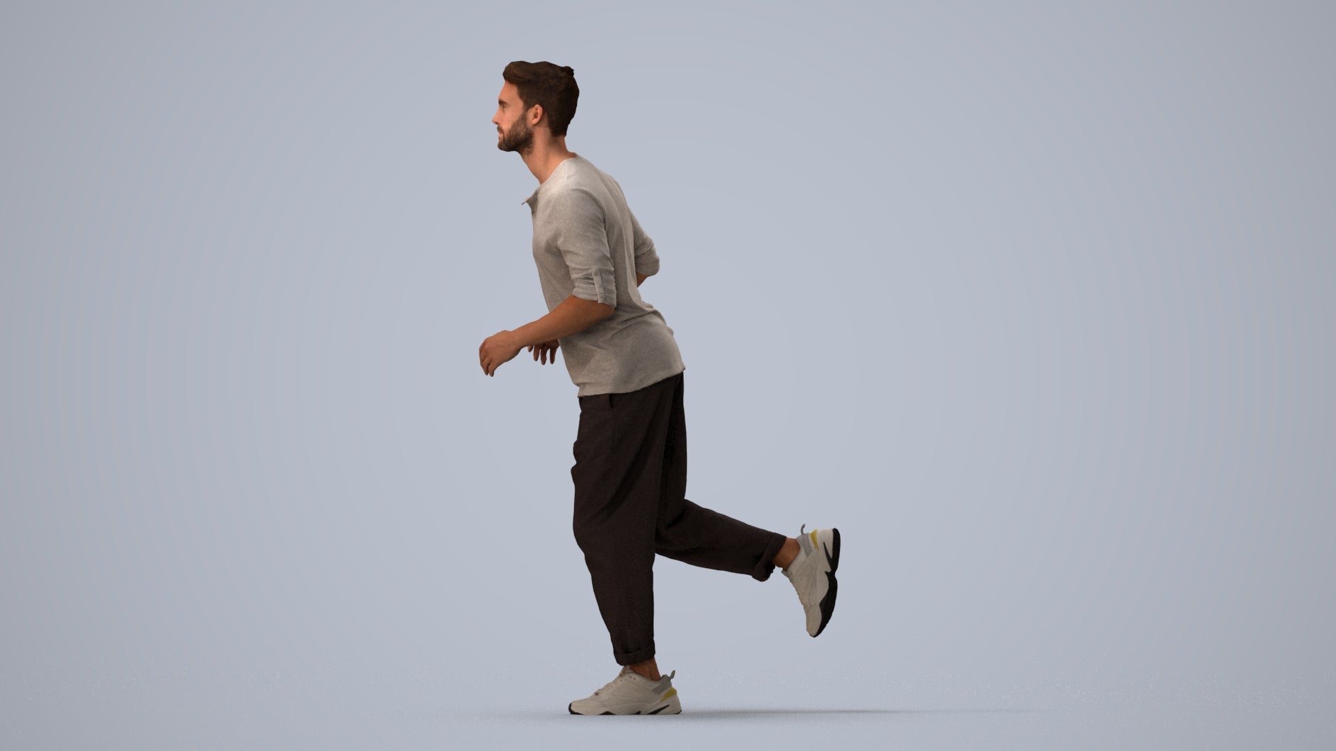 scanned 3D man casual sport, photogrammetry people for Enscape and V-Ray, three-quarter view render