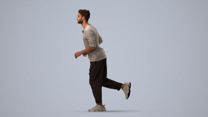 scanned 3D man casual sport, photogrammetry people for Enscape and V-Ray, three-quarter view render