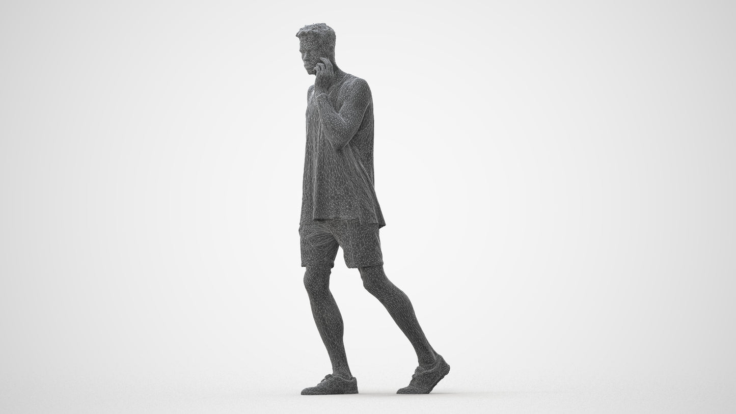 realistic 3D man casual walking, scanned archviz people for Blender and 3ds Max, square thumbnail