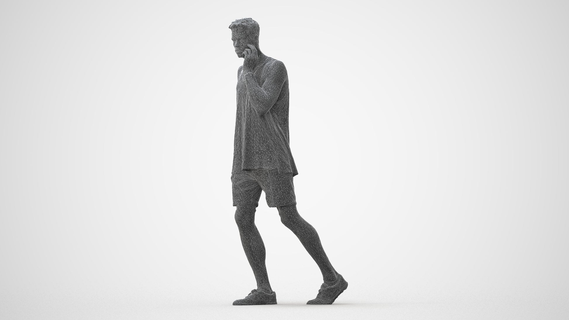 realistic 3D man casual walking, scanned archviz people for Blender and 3ds Max, square thumbnail