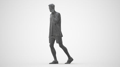 realistic 3D man casual walking, scanned archviz people for Blender and 3ds Max, square thumbnail