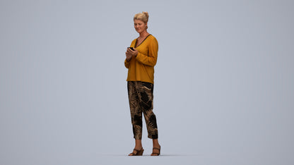 scanned 3D woman casual standing, photogrammetry people for Enscape and V-Ray, top-down view render