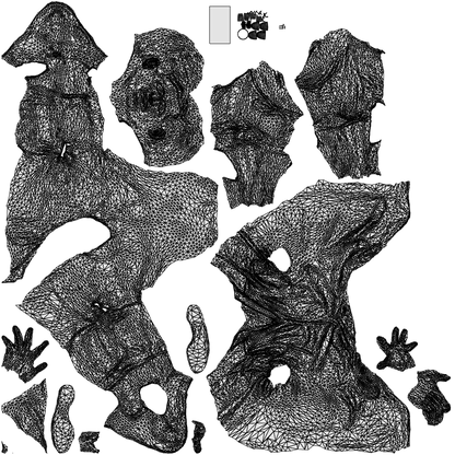 3D scanned man sitting casual, photorealistic archviz people for Enscape and SketchUp, wireframe top-down view