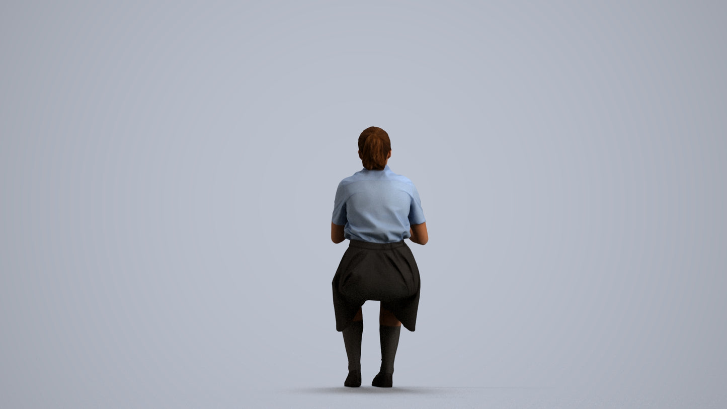 3D people model girl kids, scanned human for 3ds Max rendering, front view render